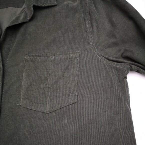 Lucky Brand Ladies Size Small Button Front & Cuffs Dark Green Corduroy Dress - Picture 10 of 13